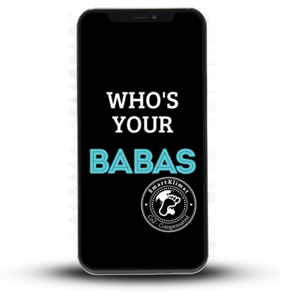 mobiltelefon med babas logotyp på